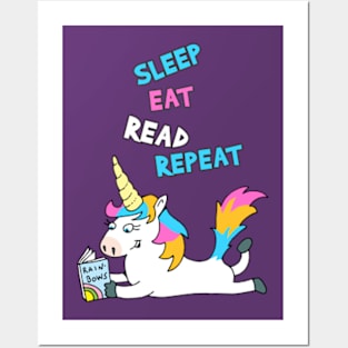 SLEEP EAT READ REPEAT Posters and Art